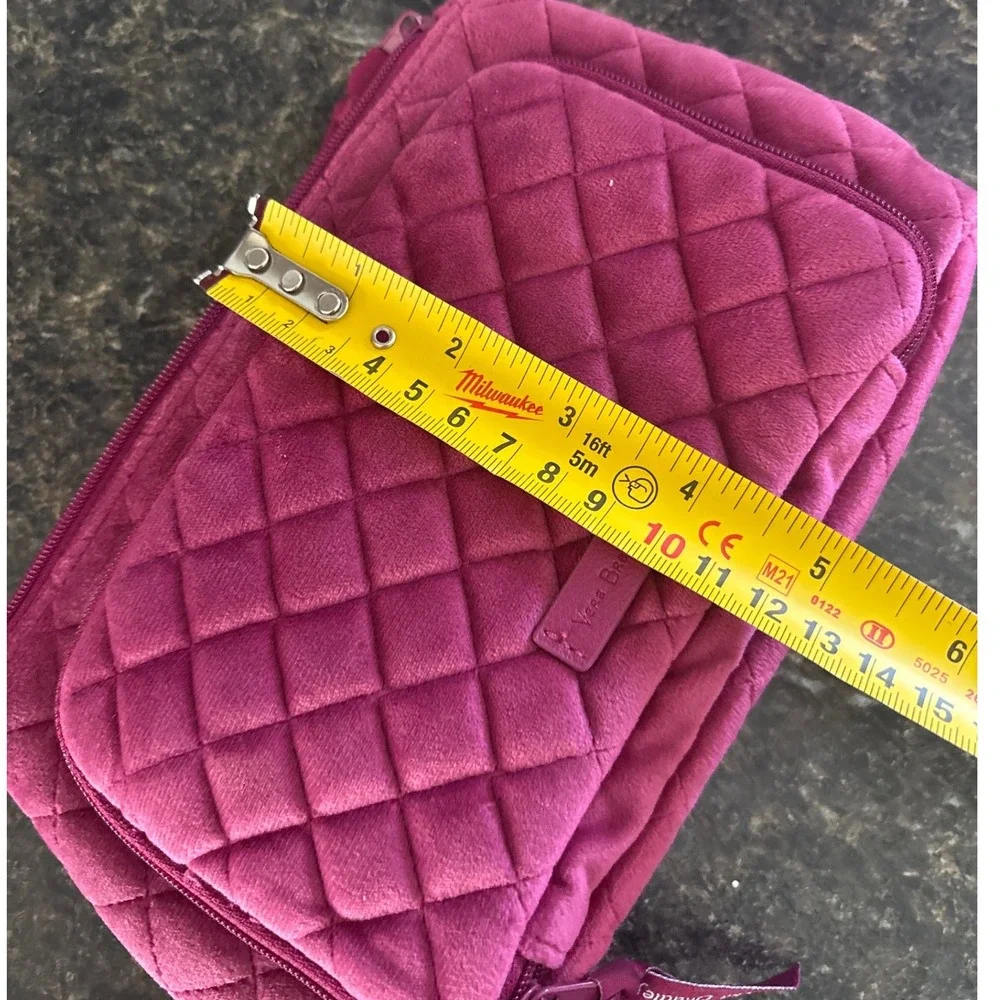 Vera Bradley Magenta Pink Quilted Velvet Cosmetic Bag Travel Organizer Pouch